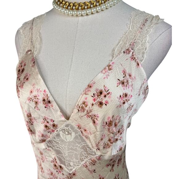 Cami NYC Rika Floral Hammered Silk Dress ivory pink size 6 - Picture 8 of 15